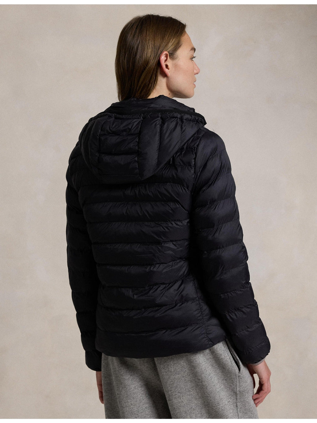 RALPH LAUREN WOMEN Water-Resistant Packable Hooded Jacket Polo Black
