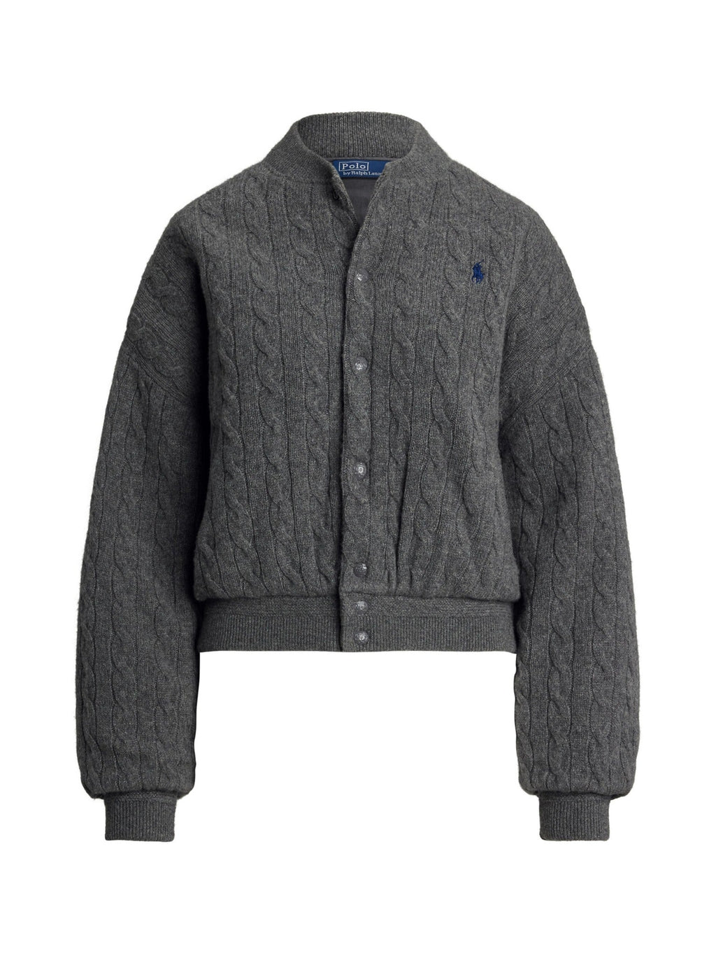 RALPH LAUREN WOMEN Cable-Knit Wool-Cashmere Bomber Jacket Antique Heather