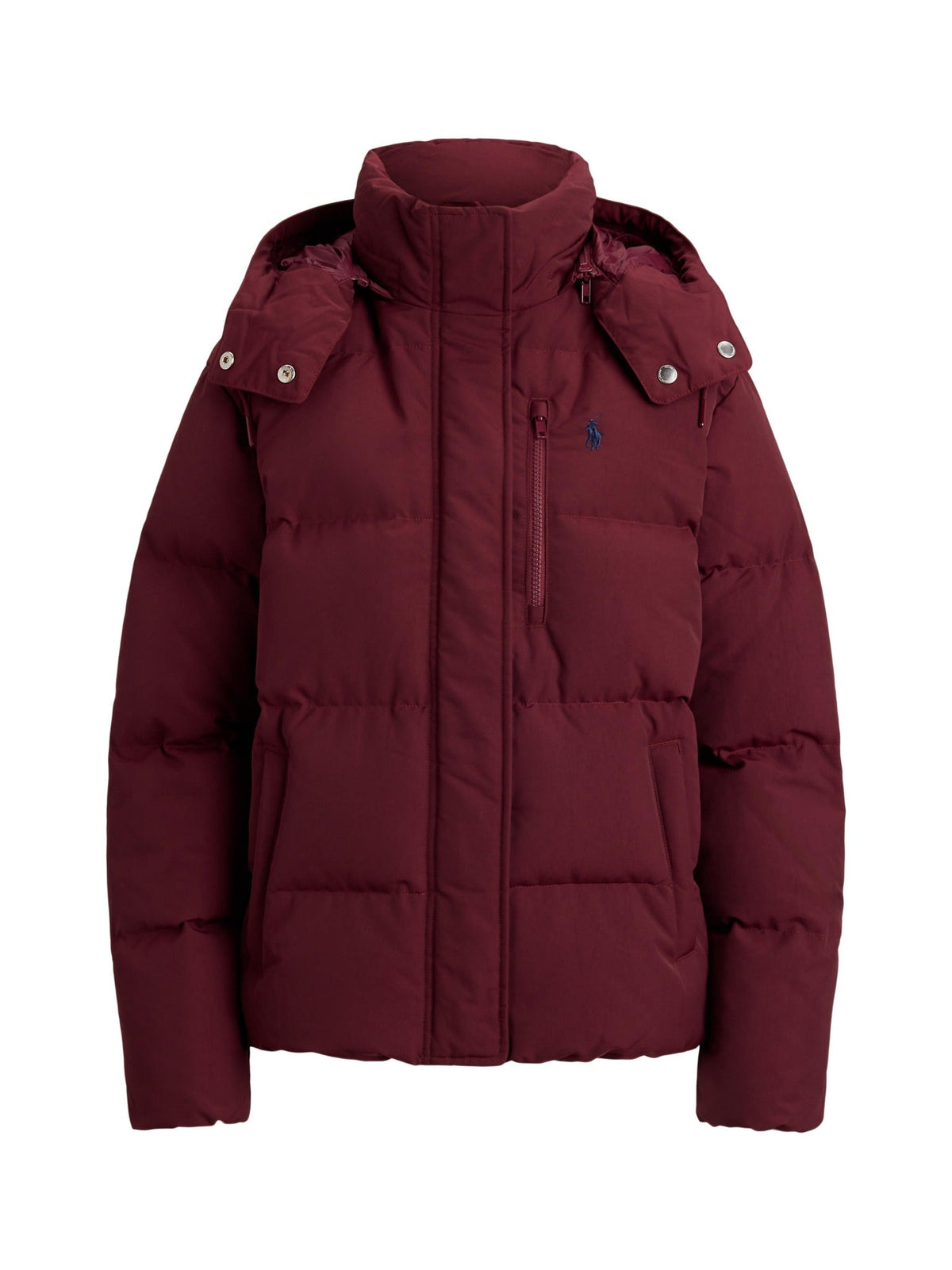 RALPH LAUREN WOMEN Mid-Weight Down Puffer Jacket Classic Wine