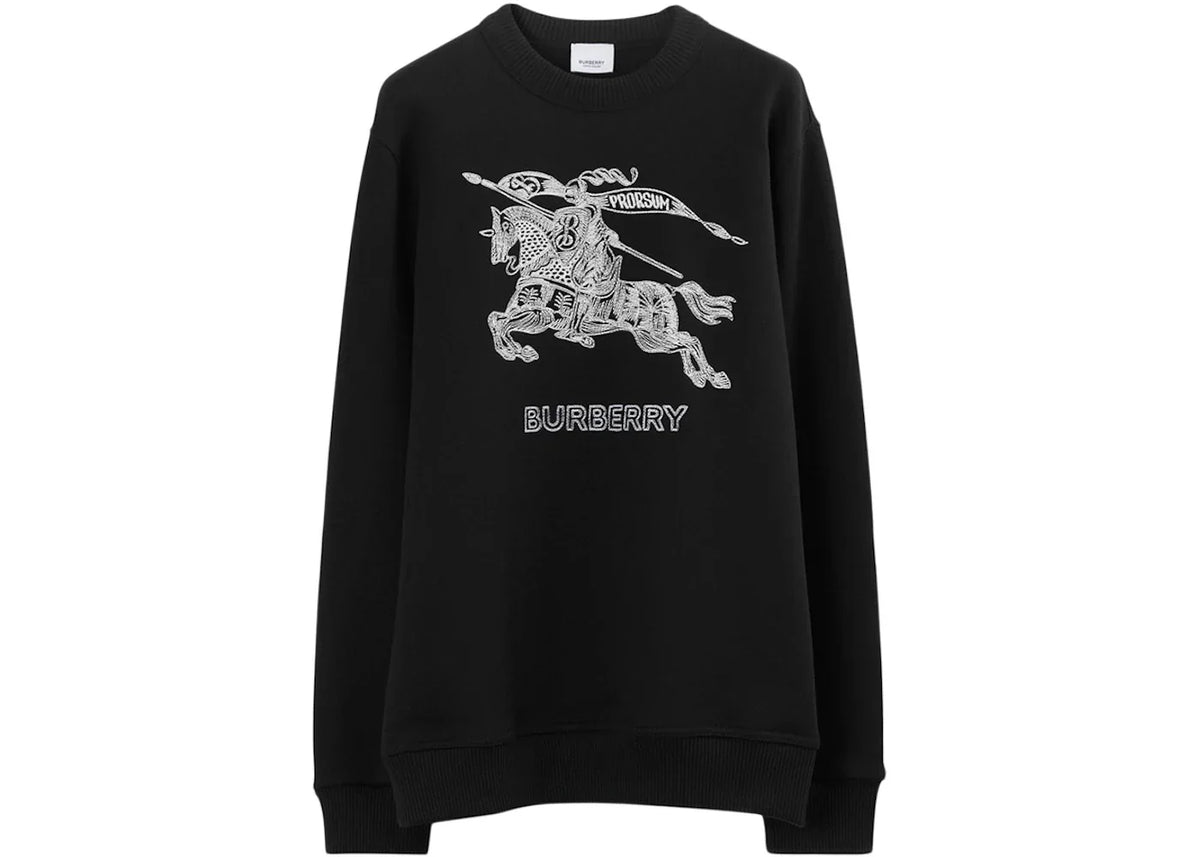 Burberry Embroidered EKD Cotton Sweatshirt Black