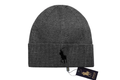 Polo Embroidered Pony Rib Knit Cuffed Beanie, Medium Grey Warm Skull Cap 55‑59cm