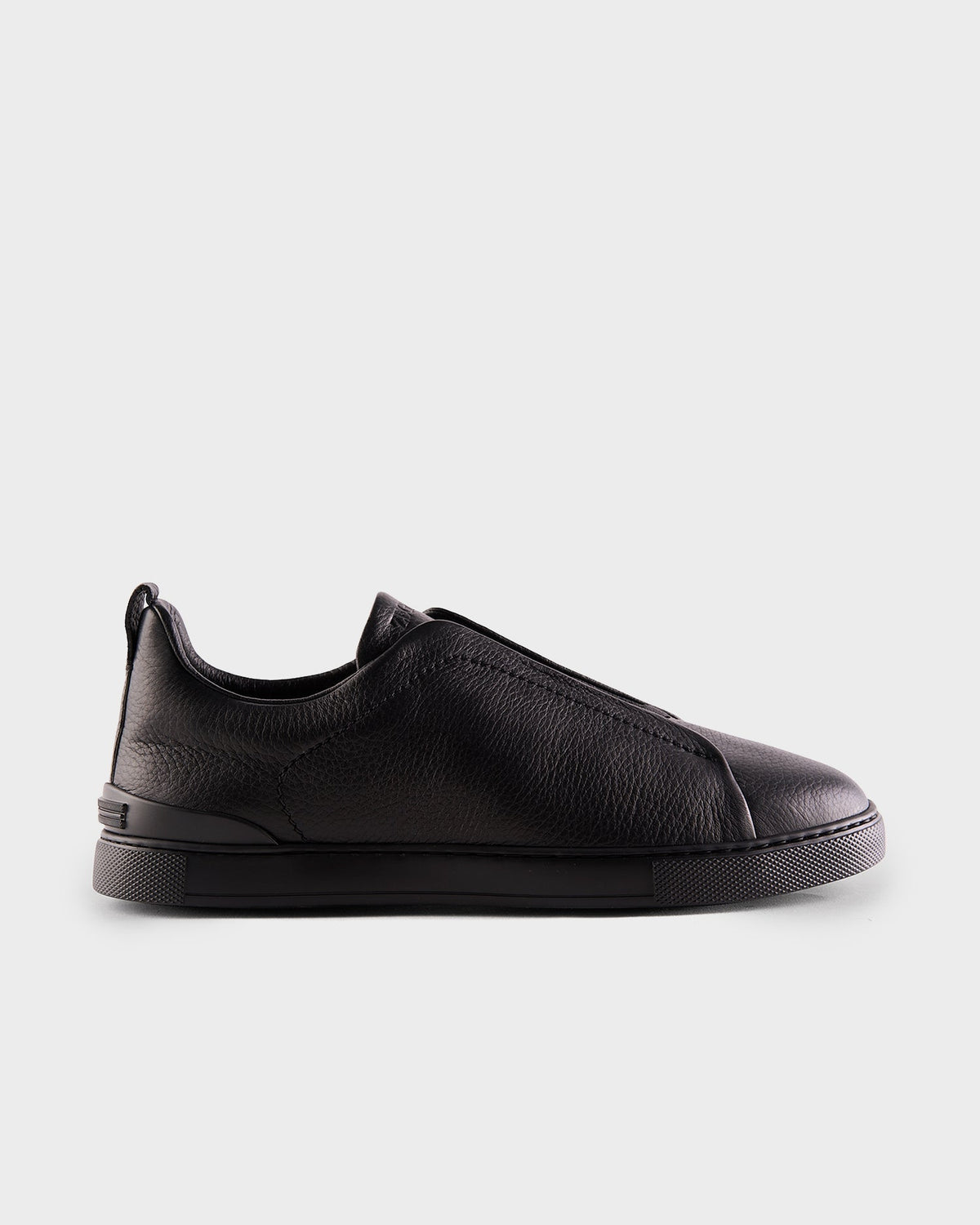 Black Deerskin Triple Stitch Sneakers